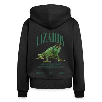 Gardien de lézard caméléon streetwear de Jackson - Sweat à capuche zippé Premium bio Femme - noir - Dos - Julia (174cm)