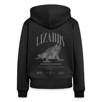 Jackson's Chameleon Streetwear Lizard Keeper - Women's Premium Organic Zip Hoodie - black - Back - Julia (174cm)