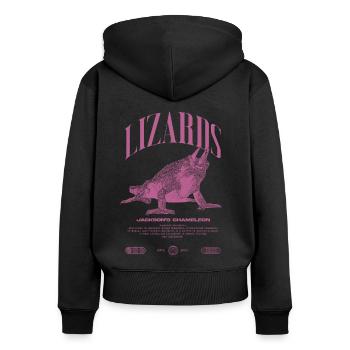 Jackson's Chameleon Streetwear Lizard Keeper - Women's Premium Organic Zip Hoodie - black - Back - Julia (174cm)