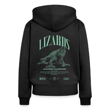 Jackson's Chameleon Streetwear Lizard Keeper - Women's Premium Organic Zip Hoodie - black - Back - Julia (174cm)