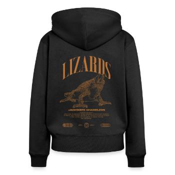 Jackson's Chameleon Streetwear Lizard Keeper - Women's Premium Organic Zip Hoodie - black - Back - Julia (174cm)