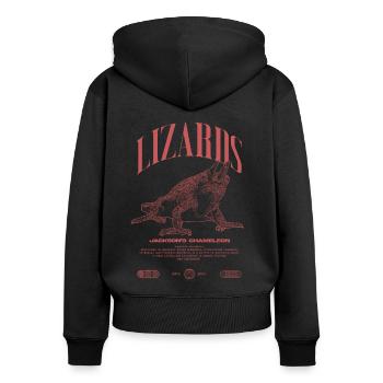 Jackson's Chameleon Streetwear Lizard Keeper - Women's Premium Organic Zip Hoodie - black - Back - Julia (174cm)
