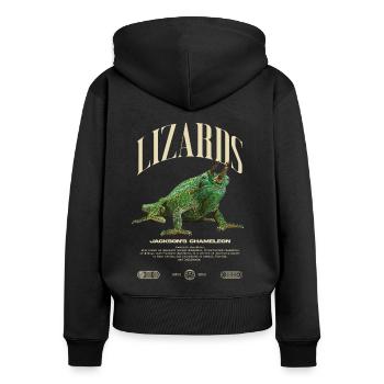 Jackson's Chameleon Streetwear Lizard Keeper - Women's Premium Organic Zip Hoodie - black - Back - Julia (174cm)
