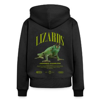 Jackson's Chameleon Streetwear Lizard Keeper - Women's Premium Organic Zip Hoodie - black - Back - Julia (174cm)