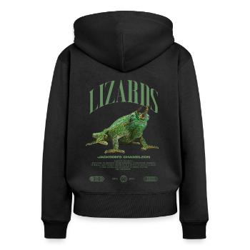 Jackson's Chameleon Streetwear Lizard Keeper - Women's Premium Organic Zip Hoodie - black - Back - Julia (174cm)