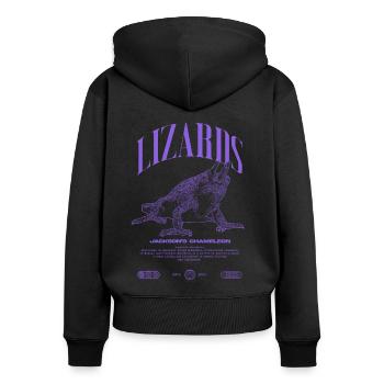 Jackson's Chameleon Streetwear Lizard Keeper - Women's Premium Organic Zip Hoodie - black - Back - Julia (174cm)