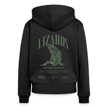 Panther Chameleon Streetwear Lizard Keeper - Women's Premium Organic Zip Hoodie - black - Back - Julia (174cm)