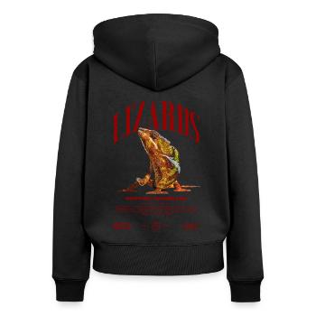 Panther Caméléon Streetwear Lézard Keeper - Sweat à capuche zippé Premium bio Femme - noir - Dos - Julia (174cm)