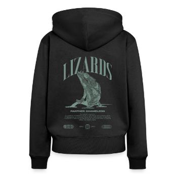Panther Chameleon Streetwear Lizard Keeper - Women's Premium Organic Zip Hoodie - black - Back - Julia (174cm)