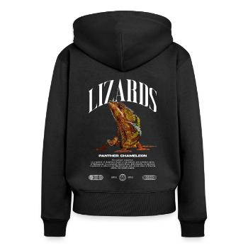 Panther Chameleon Streetwear Lizard Keeper - Women's Premium Organic Zip Hoodie - black - Back - Julia (174cm)