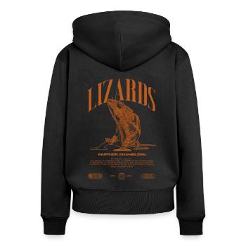 Panther Caméléon Streetwear Lézard Keeper - Sweat à capuche zippé Premium bio Femme - noir - Dos - Julia (174cm)