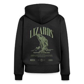 Panther Chameleon Streetwear Lizard Keeper - Women's Premium Organic Zip Hoodie - black - Back - Julia (174cm)