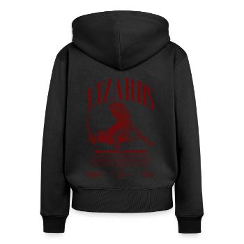 Dragon barbu Streetwear gardien de lézard - Sweat à capuche zippé Premium bio Femme - noir - Dos - Julia (174cm)