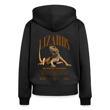 Dragon barbu Streetwear gardien de lézard - Sweat à capuche zippé Premium bio Femme - noir - Dos - Julia (174cm)