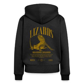 Bearded Dragon Streetwear Lizard Keeper - Women's Premium Organic Zip Hoodie - black - Back - Julia (174cm)