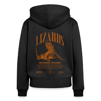 Bearded Dragon Streetwear Lizard Keeper - Women's Premium Organic Zip Hoodie - black - Back - Julia (174cm)