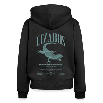 Phelsuma laticauda Day Gecko Lizard Keeper - Women's Premium Organic Zip Hoodie - black - Back - Julia (174cm)
