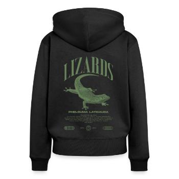 Phelsuma laticauda Day Gecko Lizard Keeper - Women's Premium Organic Zip Hoodie - black - Back - Julia (174cm)
