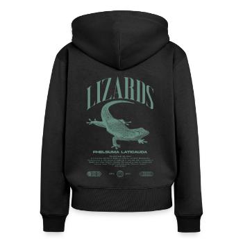 Phelsuma laticauda Day Gecko Lizard Keeper - Women's Premium Organic Zip Hoodie - black - Back - Julia (174cm)