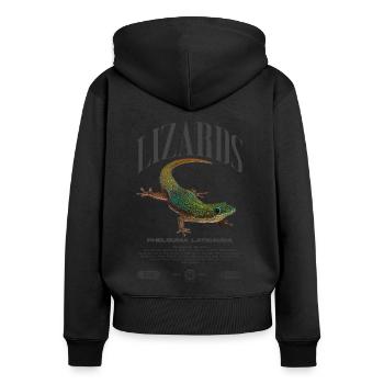 Phelsuma laticauda Day Gecko Lizard Keeper - Women's Premium Organic Zip Hoodie - black - Back - Julia (174cm)