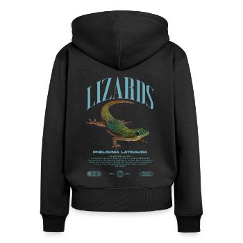 Phelsuma laticauda Day Gecko Lizard Keeper - Women's Premium Organic Zip Hoodie - black - Back - Julia (174cm)