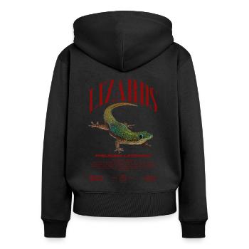 Phelsuma laticauda Day Gecko Lizard Keeper - Women's Premium Organic Zip Hoodie - black - Back - Julia (174cm)