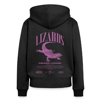 Phelsuma laticauda Day Gecko Lizard Keeper - Women's Premium Organic Zip Hoodie - black - Back - Julia (174cm)