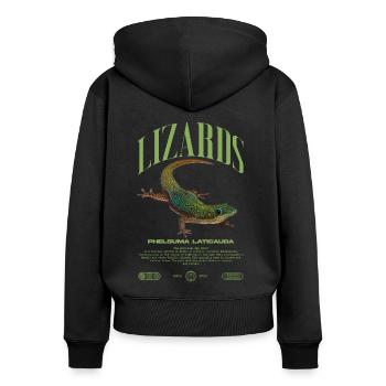 Phelsuma laticauda Day Gecko Lizard Keeper - Women's Premium Organic Zip Hoodie - black - Back - Julia (174cm)