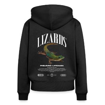 Phelsuma laticauda Day Gecko Lizard Keeper - Women's Premium Organic Zip Hoodie - black - Back - Julia (174cm)