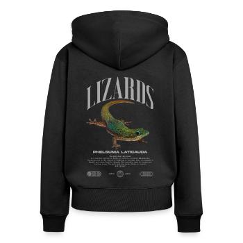 Phelsuma laticauda Day Gecko Lizard Keeper - Women's Premium Organic Zip Hoodie - black - Back - Julia (174cm)