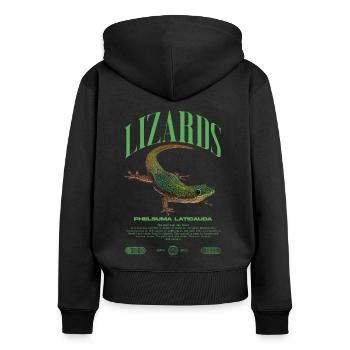 Phelsuma laticauda Day Gecko Lizard Keeper - Women's Premium Organic Zip Hoodie - black - Back - Julia (174cm)