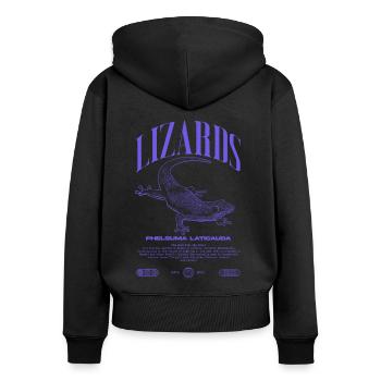Phelsuma laticauda Day Gecko Lizard Keeper - Women's Premium Organic Zip Hoodie - black - Back - Julia (174cm)