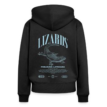 Phelsuma laticauda Day Gecko Lizard Keeper - Women's Premium Organic Zip Hoodie - black - Back - Julia (174cm)