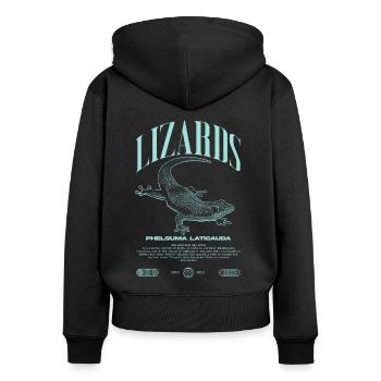 Phelsuma laticauda Day Gecko Lizard Keeper - Women's Premium Organic Zip Hoodie - black - Back - Julia (174cm)