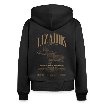 Phelsuma laticauda Day Gecko Lizard Keeper - Women's Premium Organic Zip Hoodie - black - Back - Julia (174cm)