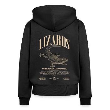 Phelsuma laticauda Day Gecko Lizard Keeper - Women's Premium Organic Zip Hoodie - black - Back - Julia (174cm)