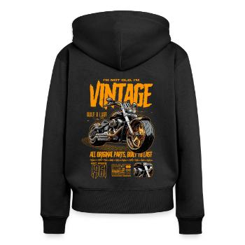 Moto Motards Motard Anniversaire Né En 1961 - Sweat à capuche zippé Premium bio Femme - noir - Dos - Julia (174cm)