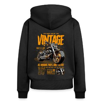 Moto Motards Motard Anniversaire Né En 1957 - Sweat à capuche zippé Premium bio Femme - noir - Dos - Julia (174cm)