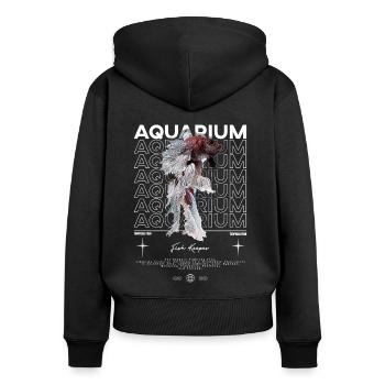 Betta Fish Keeper Streetwear moderne - Sweat à capuche zippé Premium bio Femme - noir - Dos - Julia (174cm)