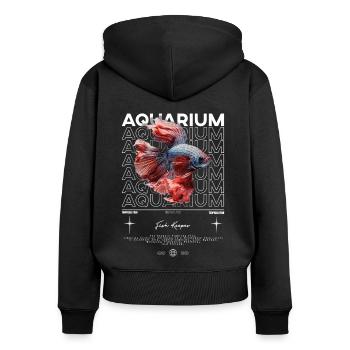 Betta Fish Keeper Moderne Streetwear - Frauen Premium Bio Zip Hoodie - Schwarz - Hinten - Julia (174cm)
