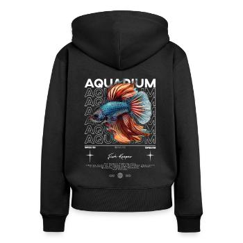 Betta Fish Keeper Moderne Streetwear - Frauen Premium Bio Zip Hoodie - Schwarz - Hinten - Julia (174cm)