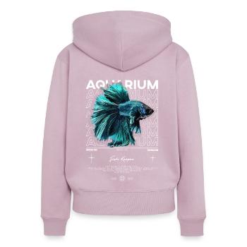Betta Fish Keeper Moderne Streetwear - Frauen Premium Bio Zip Hoodie - Altrosa - Hinten - Julia (174cm)