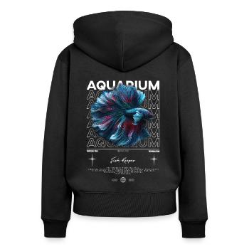 Betta Fish Keeper Moderne Streetwear - Frauen Premium Bio Zip Hoodie - Schwarz - Hinten - Julia (174cm)