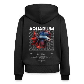 Betta Fish Keeper Moderne Streetwear - Frauen Premium Bio Zip Hoodie - Schwarz - Hinten - Julia (174cm)