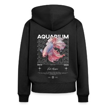 Betta Fish Keeper Moderne Streetwear - Frauen Premium Bio Zip Hoodie - Schwarz - Hinten - Julia (174cm)