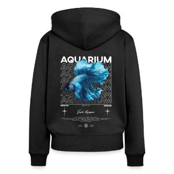 Betta Fish Keeper Moderne Streetwear - Frauen Premium Bio Zip Hoodie - Schwarz - Hinten - Julia (174cm)