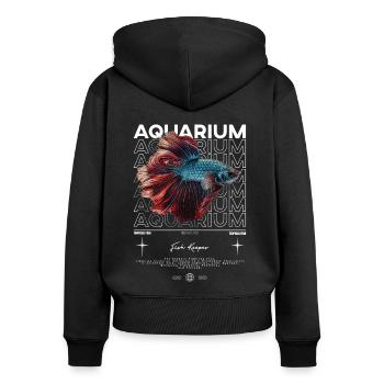 Betta Fish Keeper Moderne Streetwear - Frauen Premium Bio Zip Hoodie - Schwarz - Hinten - Julia (174cm)