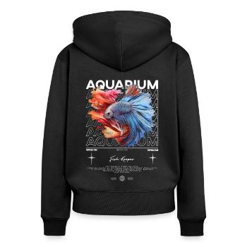 Betta Fish Keeper Moderne Streetwear - Frauen Premium Bio Zip Hoodie - Schwarz - Hinten - Julia (174cm)