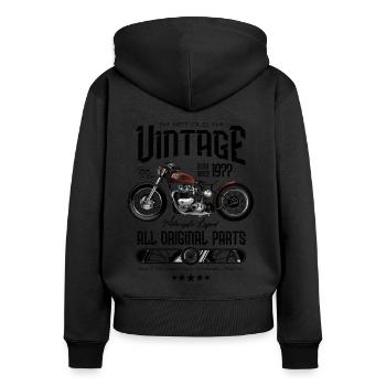Vintage Motorrad Biker Motorrad Geburtstag 1977 - Frauen Premium Bio Zip Hoodie - Schwarz - Hinten - Julia (174cm)