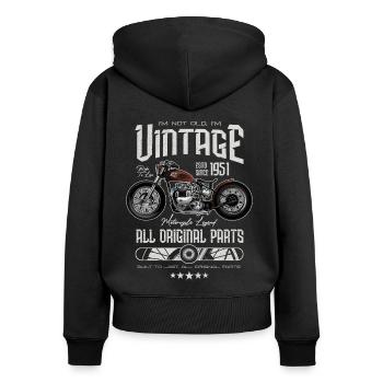 Vintage Motorrad Motorrad Motorrad Motorrad Geburtstag 1951 - Frauen Premium Bio Zip Hoodie - Schwarz - Hinten - Julia (174cm)